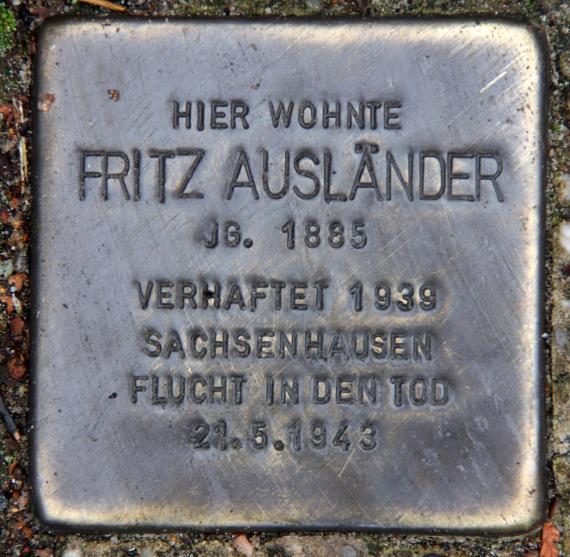 Stumbling Stone Erholungsweg 14 (Tegel) Fritz Ausländer