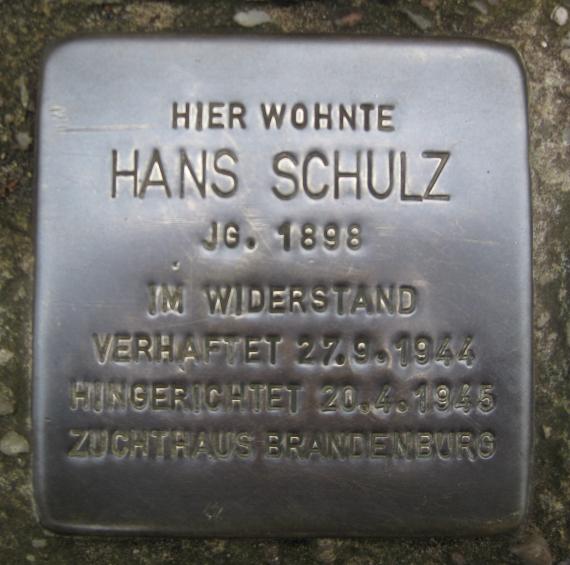 Stolperstein Ernststraße 94 Hans Schulz
