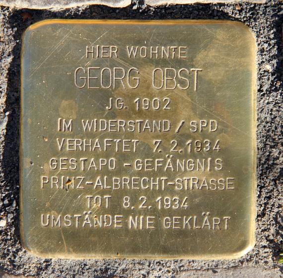 Stolperstein Gielower Str 28 (Britz) Georg Obst