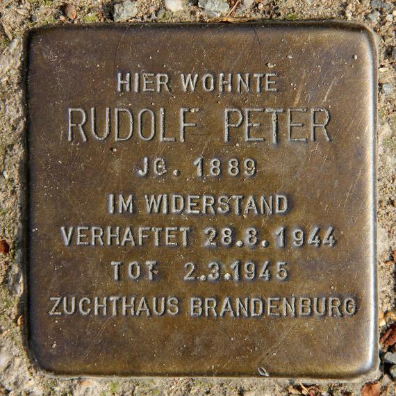 Stolperstein Gielower Str 32c (Britz) Rudolf Peter