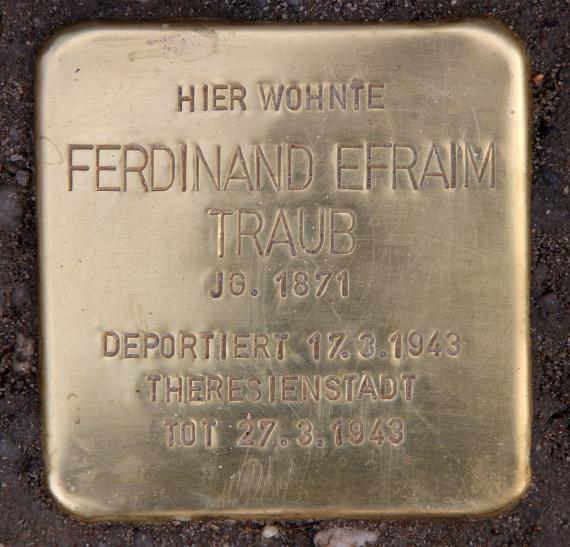 Stolperstein Gleditschstr 55 (Schön) Ferdinand Efraim Traub (third stone)