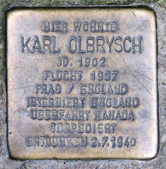 Stumbling Stone Goltzstr 13 (Schöb) Karl Olbrysch