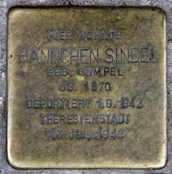 Stumbling Stone Gotenstr 73 (Beautiful) Hannchen Sindel