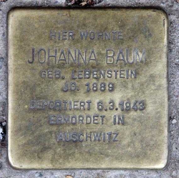 Stumbling Stone Gotenstr 73 (Beautiful) Johanna Baum