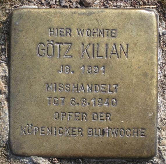 Stolperstein Heidekrugstr 67 Götz Kilian