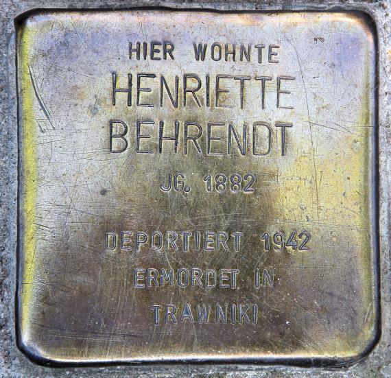 Stolperstein Hentigstr 24a (Karlh) Henriette Behrendt