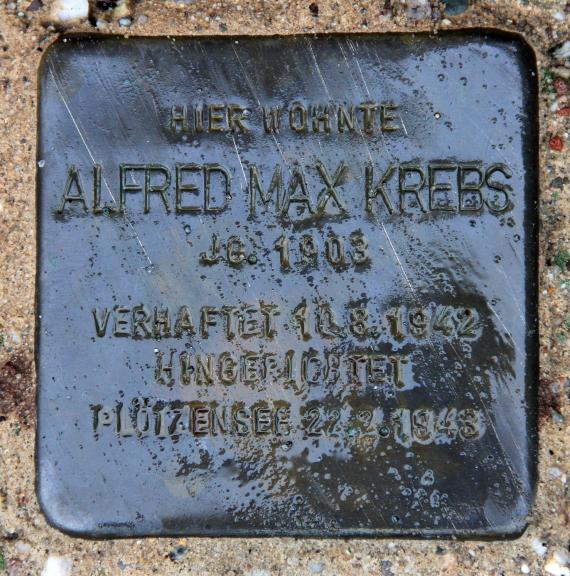 Stumbling Stone Herbsteiner Str 17 (Wittn) Alfred Max Krebs