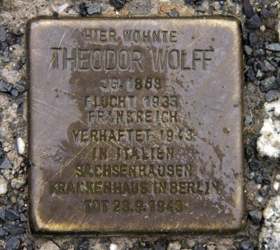 Stolperstein Hiroshimastr 19 (Tierg) Theodor Wolff