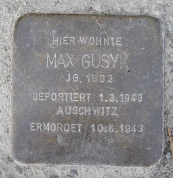 Stolperstein Hirschgartenstr 2 Max Gusyk
