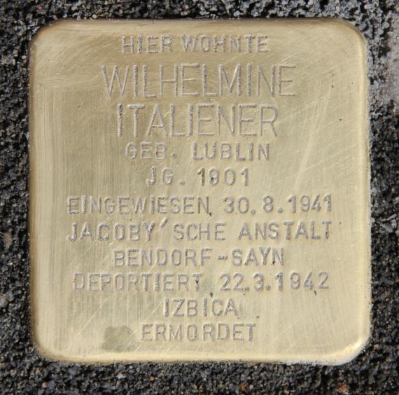 Stolperstein Hohenstaufenstr 36 (Schön) Wilhelmine Italiener