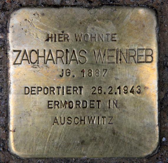 Stumbling Stone Hohenstaufenstr 50 (Schön) Zacharias Weinreb