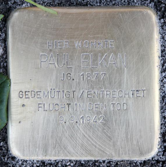 Stolperstein Hohenstaufenstr 59 (Schön) Paul Elkan