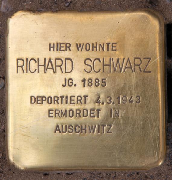 Stolperstein Hoppestr 33 (Reind) Richard Schwarz