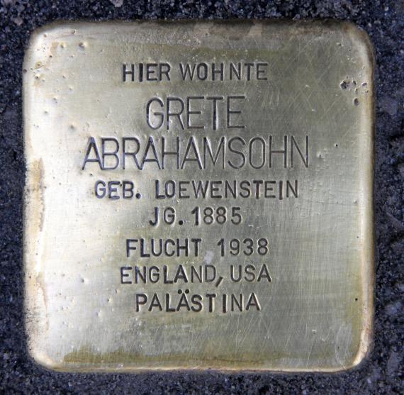 Stolperstein Inselstr 12a (Mitte) Grete Abrahamsohn