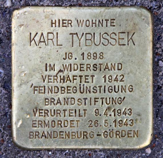 Stolperstein Jahnstr 12 (Britz) Karl Tybussek