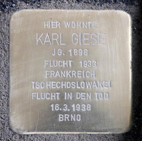 Stolperstein John-Foster-Dulles-Allee 10 (Tierg) Karl Giese