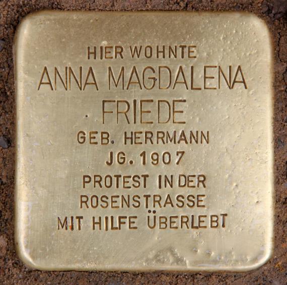 Stolperstein Käthe-Niederkirchner-Str 36 (Prenz) Anna Magdalena Friede