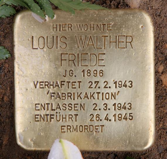 Stolperstein Käthe-Niederkirchner-Str 36 (Prenz) Louis Walther Friede