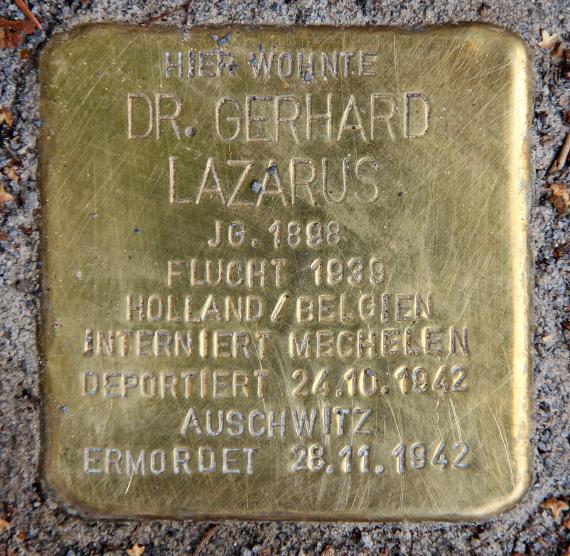 Stolperstein Kreuzritterstr 16 (Frohn) Gerhard Lazarus