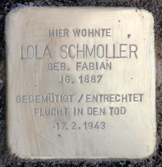 Stolperstein Lützowstr 72 (Tierg) Lola Schmoller