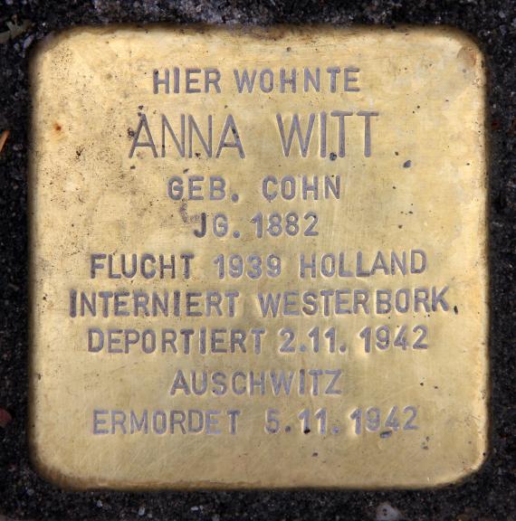 Stumbling Stone Landshuter Str 38 (Schön) Anna Witt