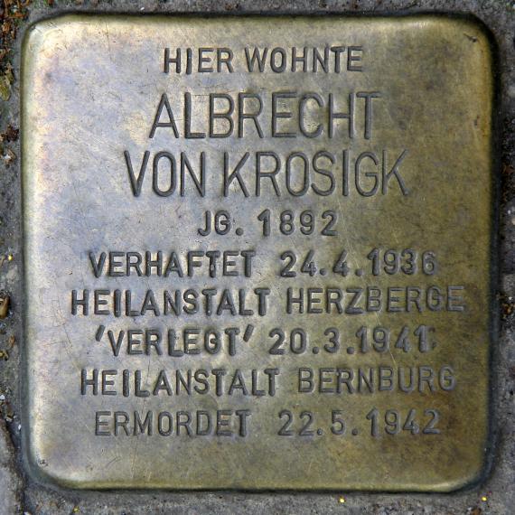 Stolperstein Motzstr 9 (Schön) Albrecht von Krosigk