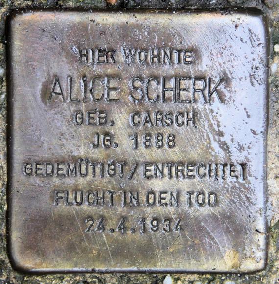 Stolperstein Mozartstr 10 (Lankw) Alice Scherk