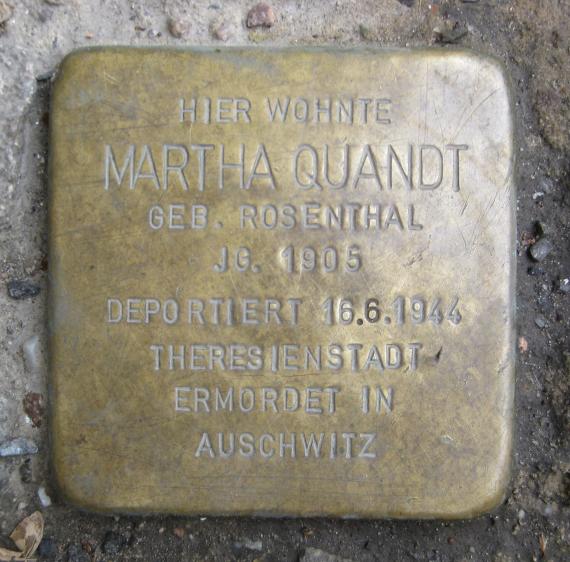Stolperstein Mulackstr 26 Martha Quandt