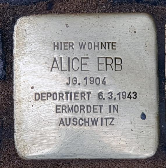 Stumbling Stone Niederbarnimstr 13 (Frhai) Alice Erb