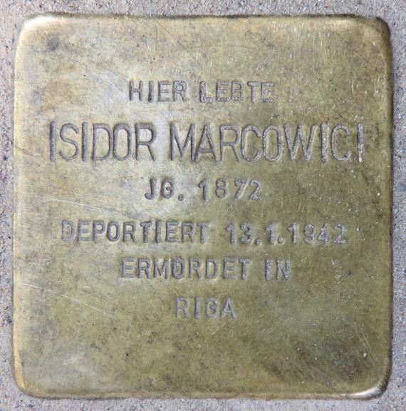 Stumbling Stone Nollendorfstr 28 (Schöb) Isidor Marcowici