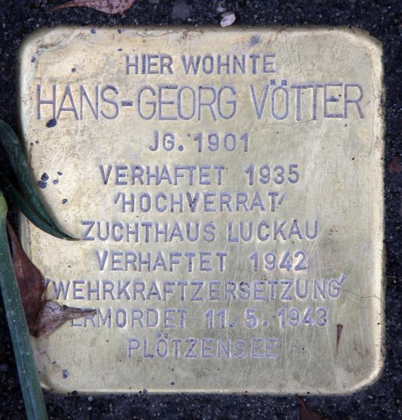 Stolperstein Onkel-Bräsig-Str 111 (Britz) Hans-Georg Vötter