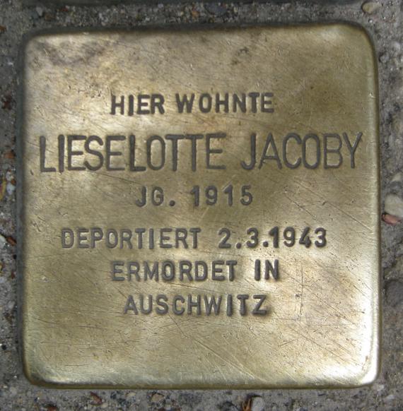 Stolperstein Oranienburger Str 46 47 Lieselotte Jacoby
