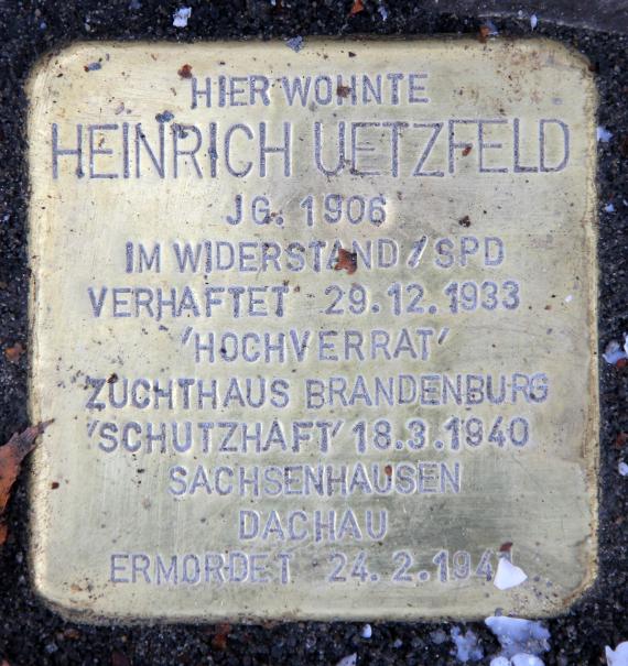 Stolperstein Parchimer Allee 7 (Britz) Heinrich Uetzfeld