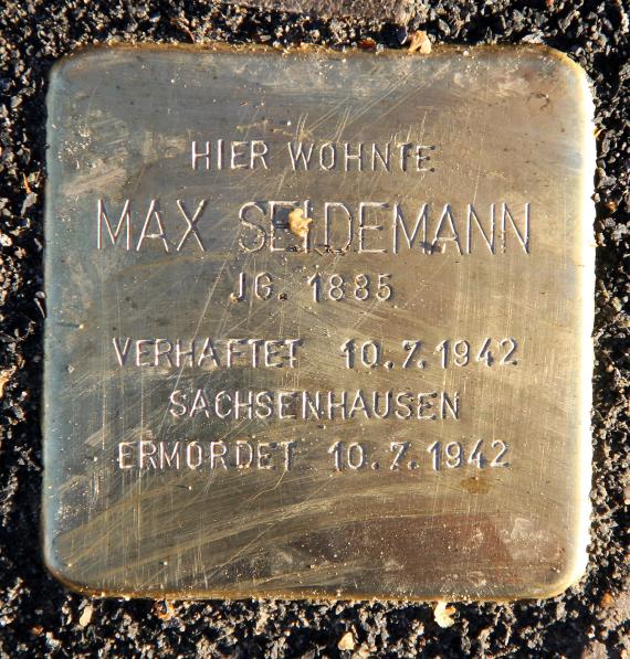 Stolperstein Paul-Oestreich-Str 4 (Weißs) Max Seidemann