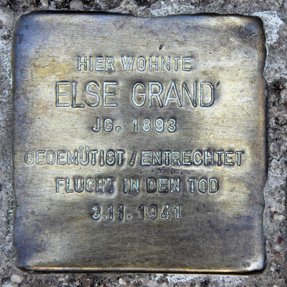 Stolperstein Rungiusstr 33 (Britz) Else Grand