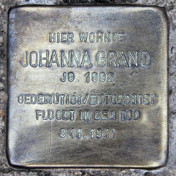 Stolperstein Rungiusstr 33 (Britz) Johanna Grand