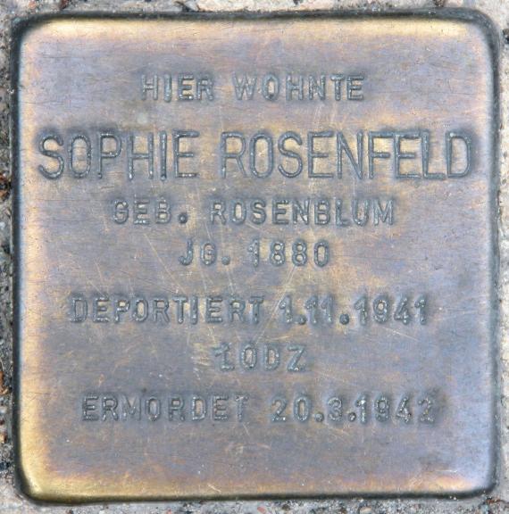 Stumbling Stone Salzburger Str 8 (Schöb) Sophie Rosenfeld