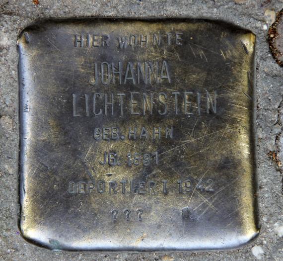 Stolperstein Samariterstr 29 (Frhai) Johanna Lichtenstein