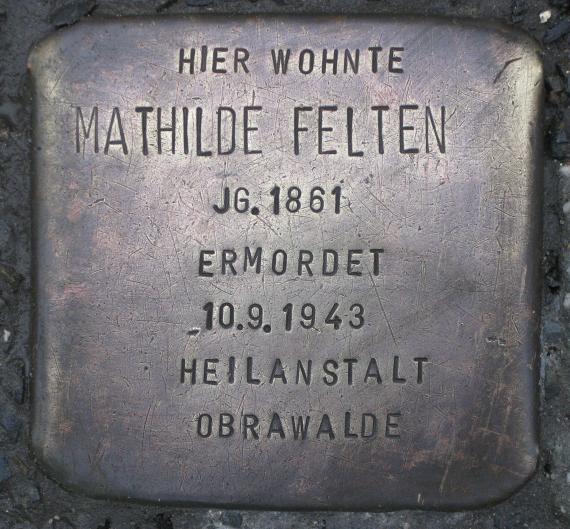 Stolperstein Saturnstraße 1 Mathilde Felten