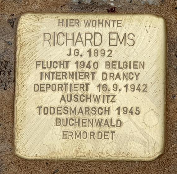 Stolperstein Schützenstr 46 (Mitte) Richard Ems2
