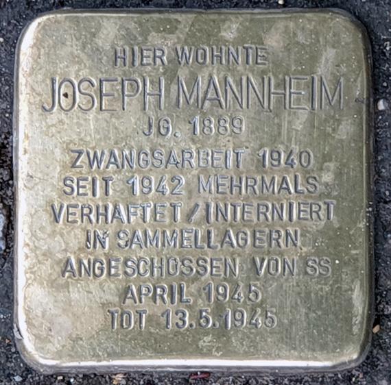 Stolperstein Schillingstr 1A (Mitte) Joseph Mannheim2021