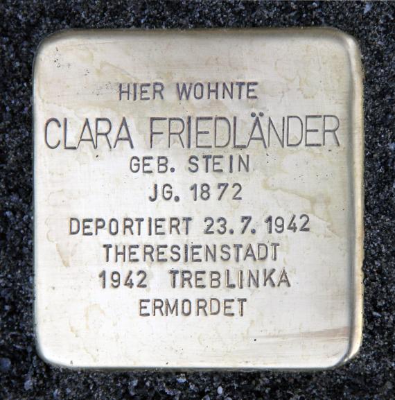 Stolperstein Schillstr 8 (Tierg) Clara Friedländer