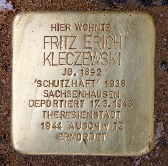 Stolperstein Schreinerstr 20 (Frhai) Fritz Erich Kleczewski