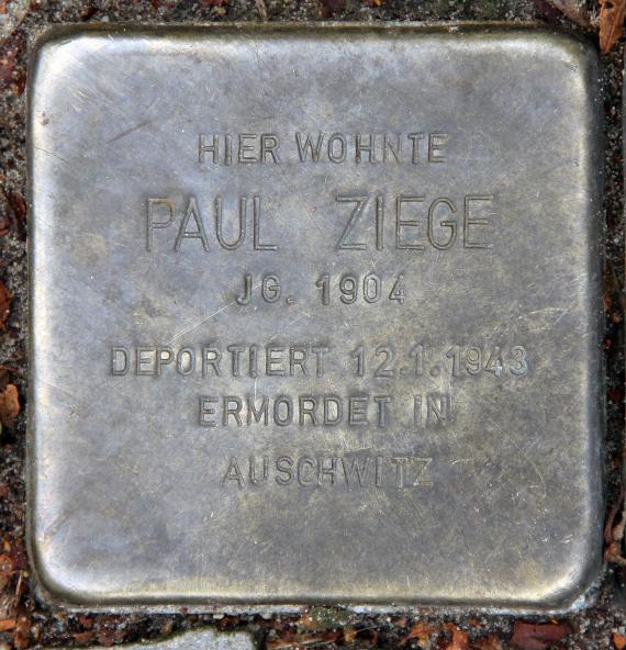Stumbling Stone Schwäbische Str 7 (Schön) Paul Ziege