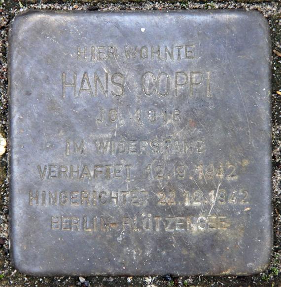 Stolperstein Seidelstr 23 (Tegel) Hans Coppi