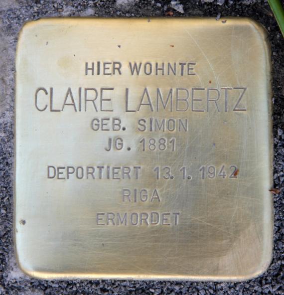Stumbling Stone Stübbenstr 11 (Beautiful) Claire Lambertz
