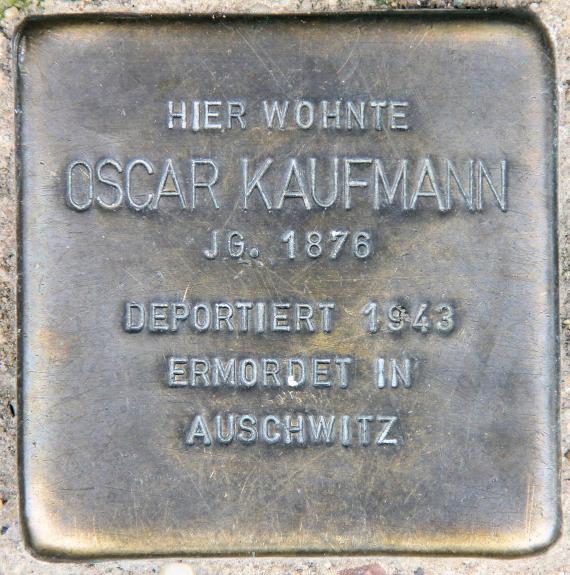 Stolperstein Stübbenstr 1 (Schöb) Oscar Kaufmann