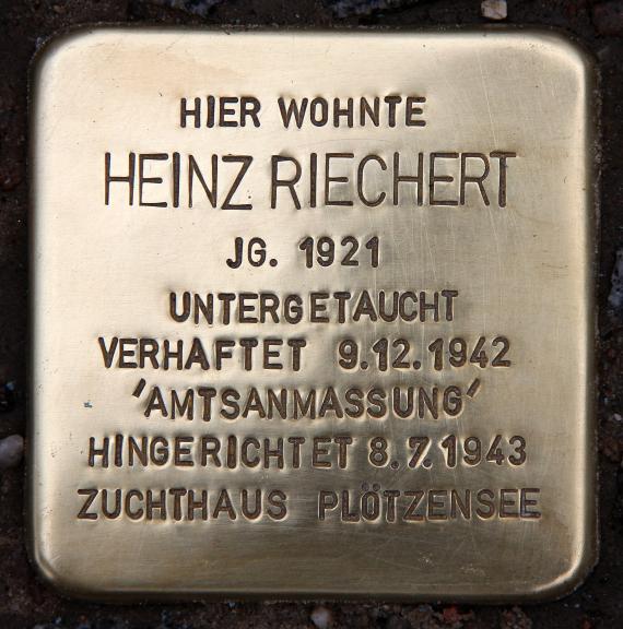 Stumbling Stone Steinmetzstr 39 (Schön) Heinz Riechert