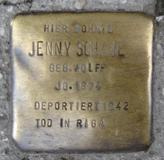 Stumbling Stone Steinstr 2 Jenny Schaye