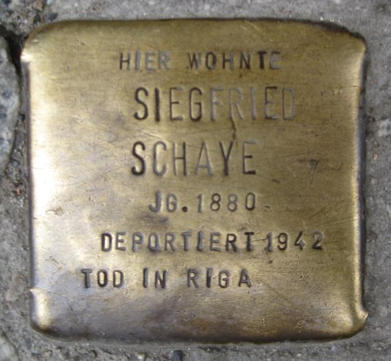 Stumbling Stone Steinstr 2 Siegfried Schaye